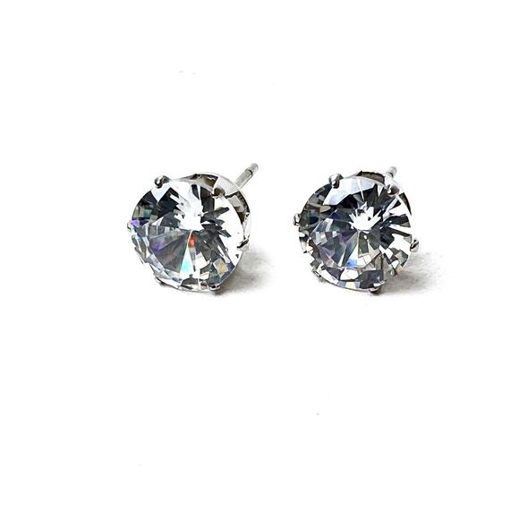 Rhinestone Fashion Earrings Lot 2 Silver Tone Classic Stud Sparkly Post Pierced - Picture 3 of 5